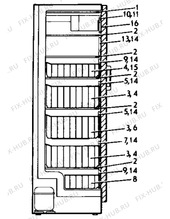 Взрыв-схема холодильника Electrolux TF1118 - Схема узла Internal parts